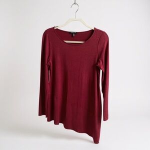 Eileen Fisher Raspberry Asymmetrical Tunic Top Large Petite